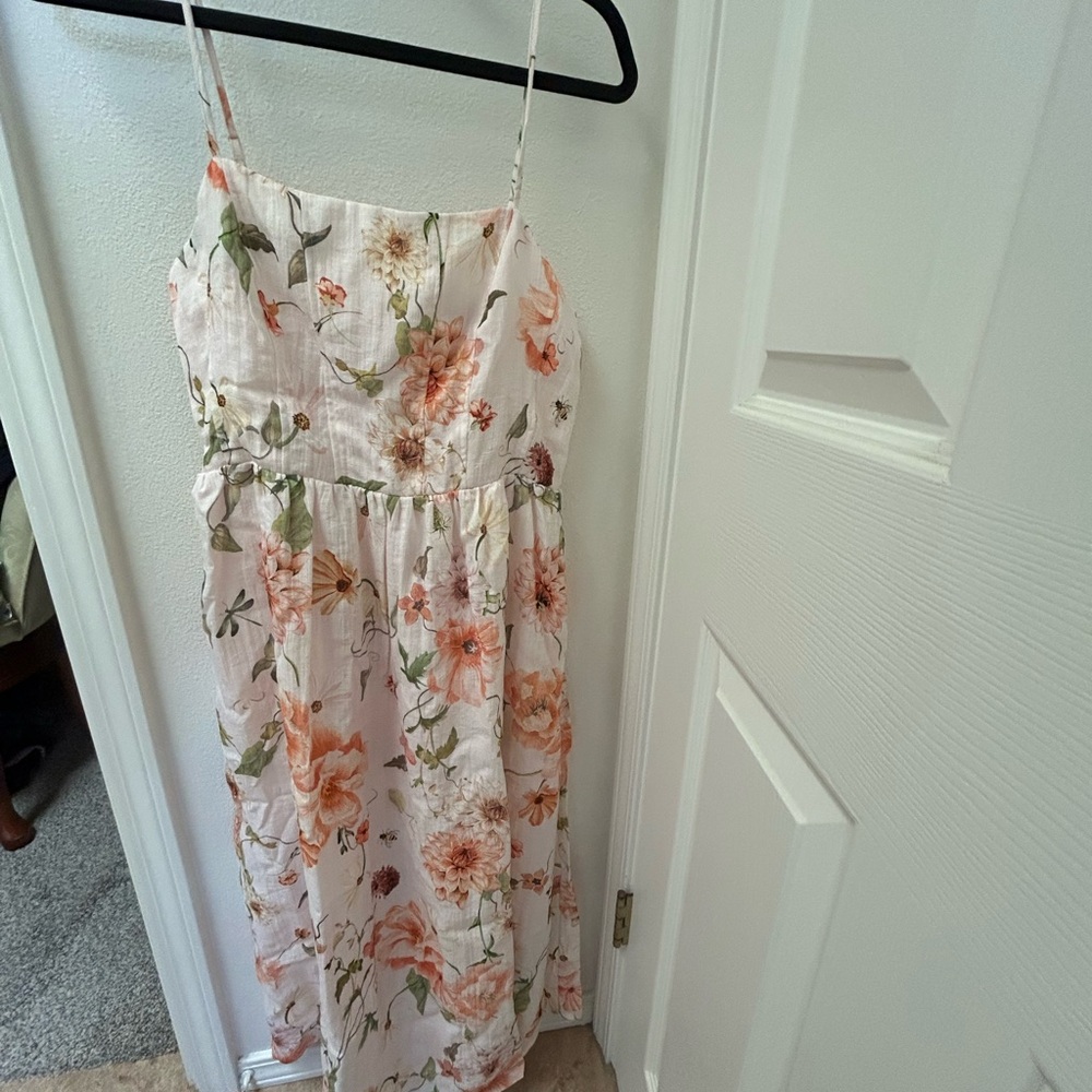 H&M Floral Midi Dress - Cream and Pink
